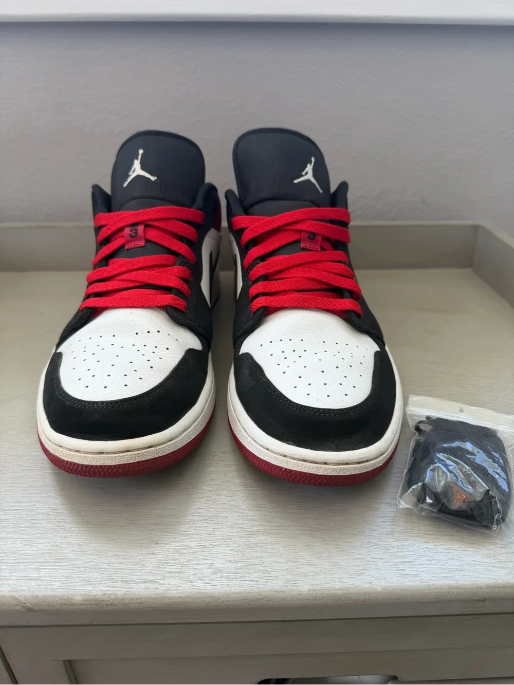 Jordan Low-Top Sneakers - White/Black/Red - Men’s Size 13